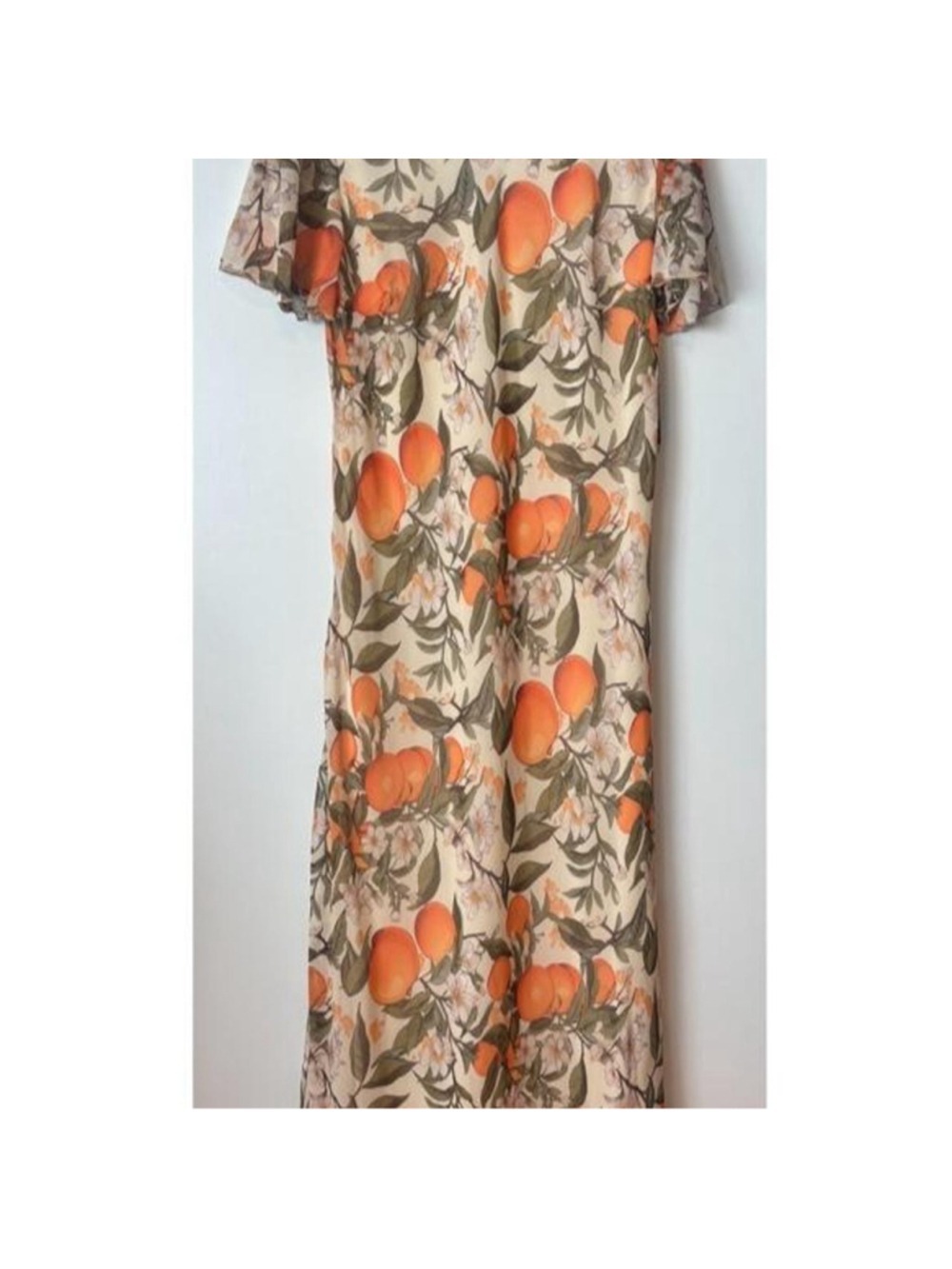 Cream Dress with Orange and Green Botanical Print -Isaac Mizrahi-Casual feminine